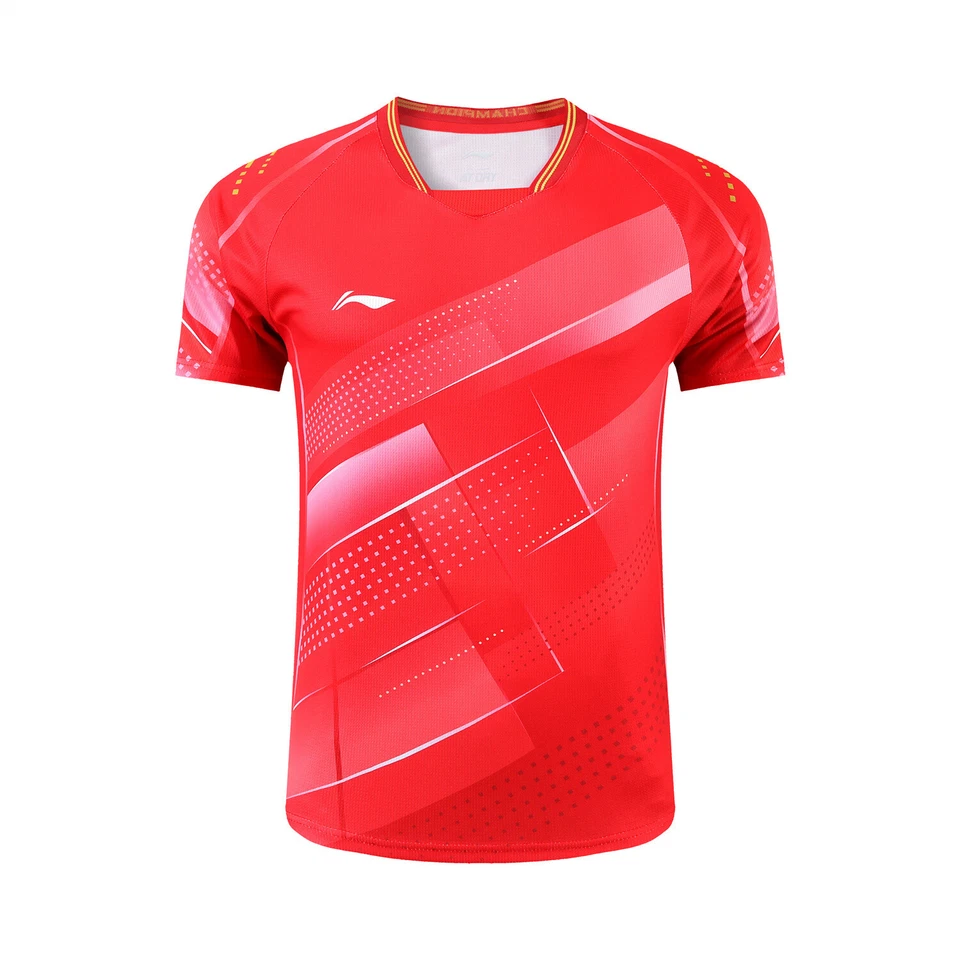 Camiseta Adulto Infantil Li-Ning Esportes Manga Curta Roupas de Tênis Badminton Usar - Imagem 2 de 4