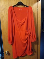 Ava & Viv Womens Balloon Long Sleeve Wrap Dress Red Sz XXL 99% Poly 1% Spandex