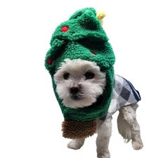 Pet Dog Christmas Tree Hat Costume Jingle Bells Leg Ankle Cuff Holiday Apparel