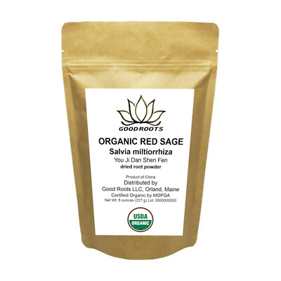 Red Sage Root Powder Organic Dan Shen Salvia miltiorrhiza 1/2 Pound  8 oz