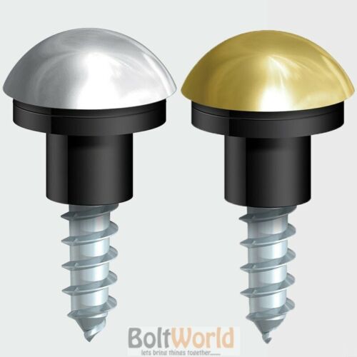 MIRROR SCREWS WITH DOME CAPS - CHOICE OF POLISHED BRASS OR CHROME FINISH CAP - Picture 1 of 3