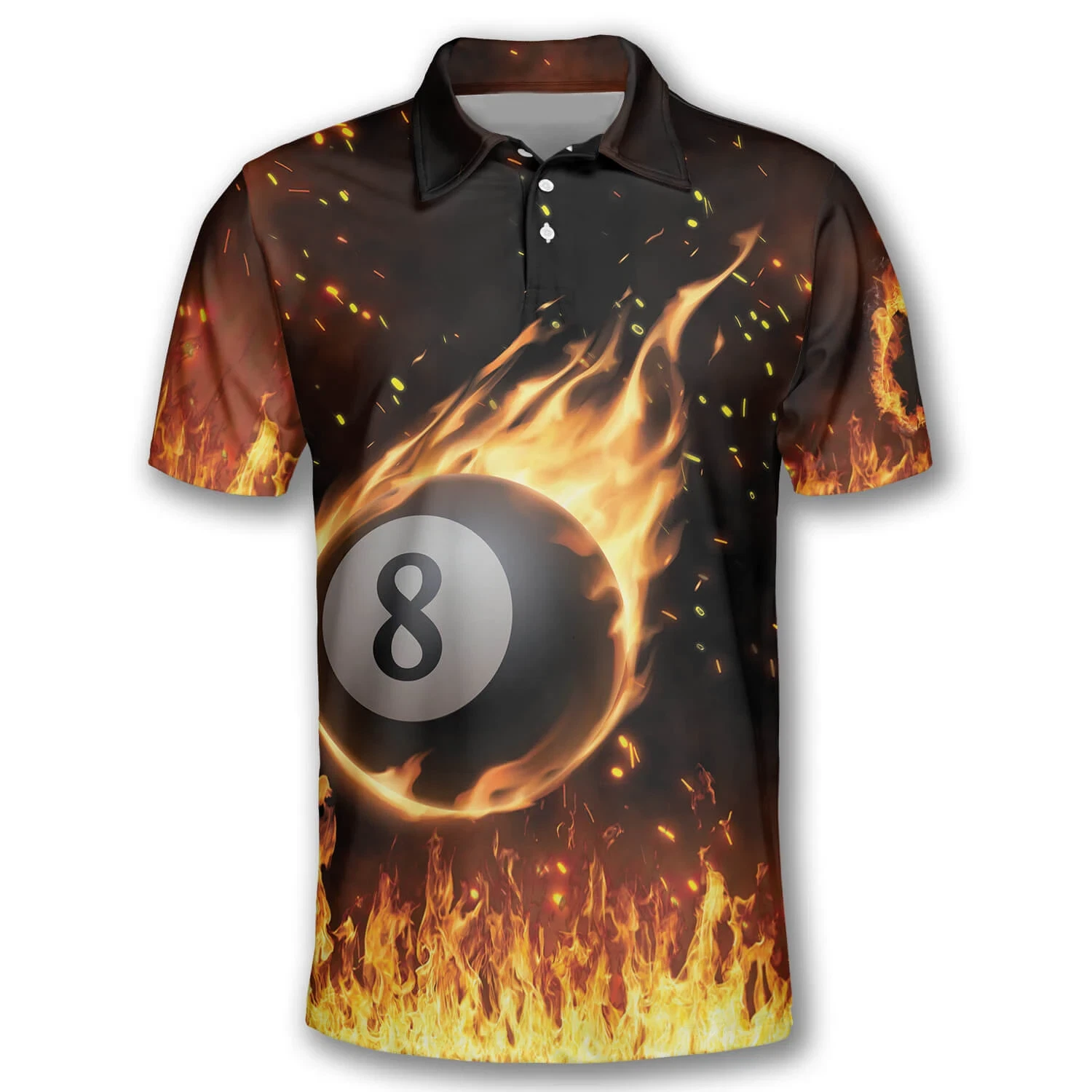 Customizable 8 Ball and Bowling Graphic Polo Shirts - Personalized Sportswear