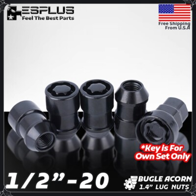 4x Ford Wheel Lock 1/2-20 Black 1.4'' Fit 5-Lug F100/F150/Edge/Explorer/Flex etc