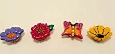 Vintage Flower and Butterfly Resin Button Covers New Never Used