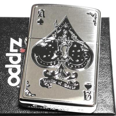 激レア♠︎ MARATHON ♠︎ARCO系オイルカンパニー企業 zippo®︎ Zippo Oil Lighter Devil Trump Spade Playing Cards Silver Brass