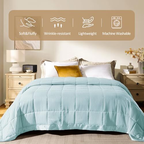 Size Blanket with Satin Trim, Lightweight Down Alternative Queen Cool