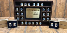 M.J. Hummel School Children Wood Thimble Display with 28 Thimbles