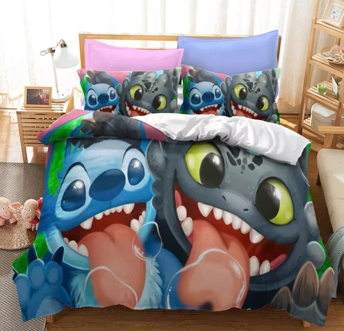 Cute Stitch Kinder Bettwäsche Set 2/3-teilig Quilt Bettbezug Schlafsaal Single Double King/Groß - Bild 16 von 22