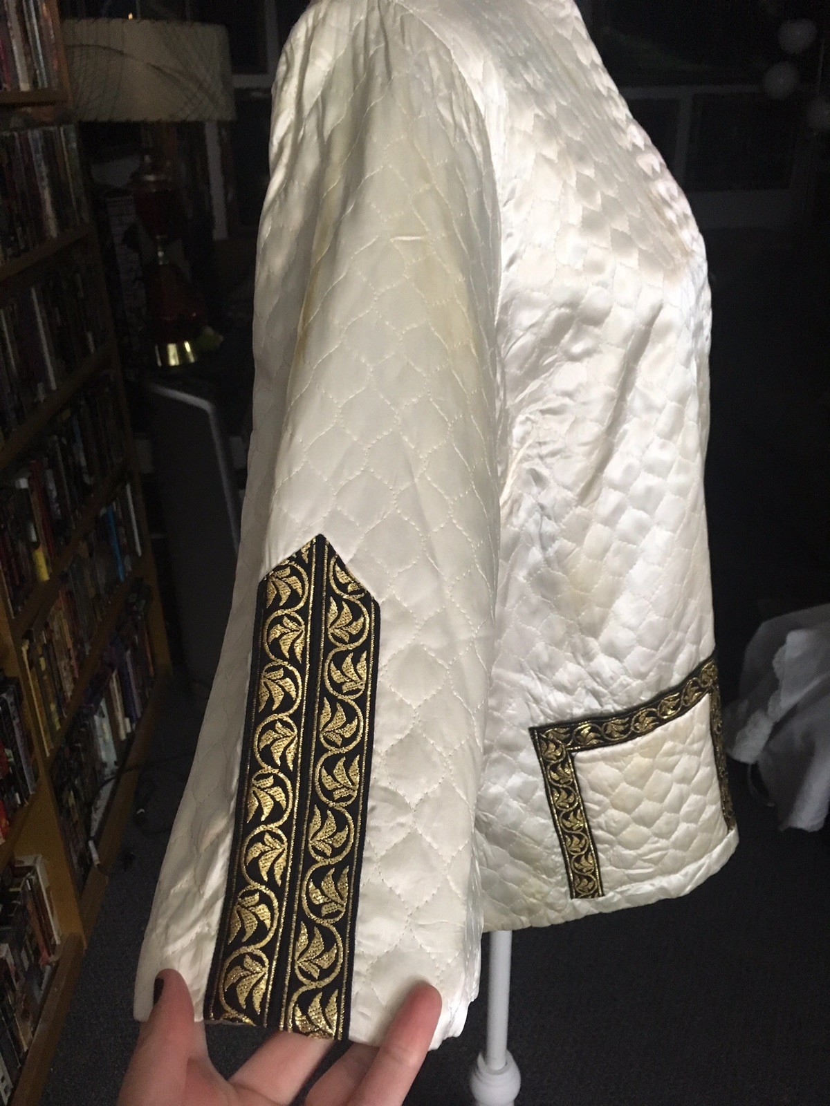 Vintage Antique Edwardian Satin Quilted Bed Jacket Ro… Gem