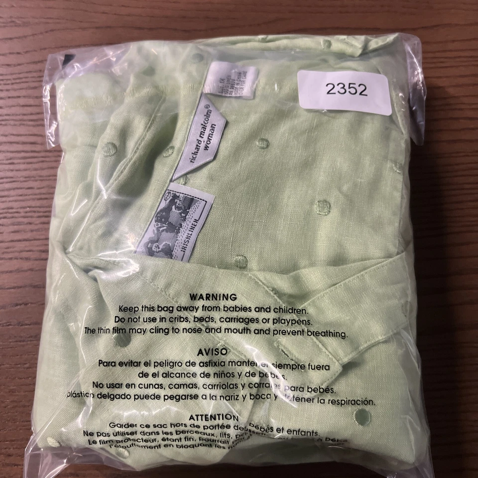 Top Richard Malcolm Mujer 1X Verde 100% Lino Irlandés Bordado Manga 3/4 Mamá Foto 4 de 4