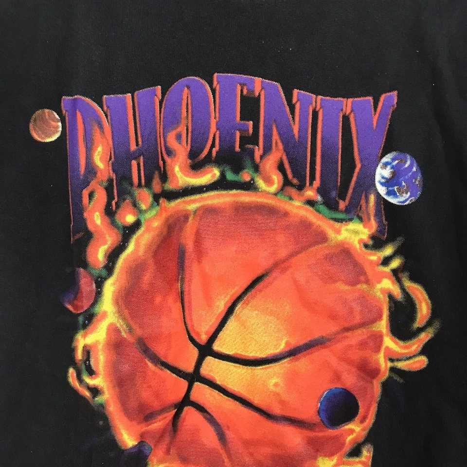 Camiseta De Colección 1993 Nuez moscada Phoenix Suns Logo Grande Fuego Espacio Exterior Niños Talla Grande Foto 2 de 4