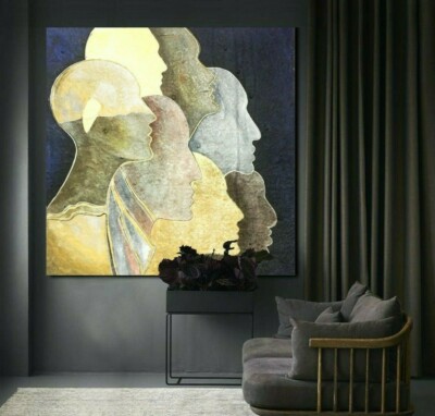 XL LEINWAND BILD BIS 100x100x5 MODERN ABSTRAKTES GEMÄLDE MALEREI PERSONEN GRUPPE