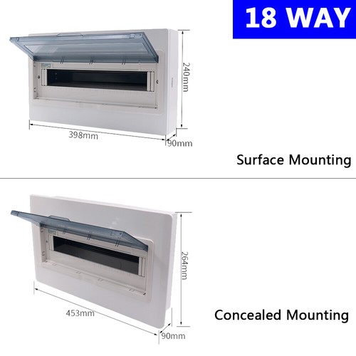 4-36 Way Consumer Unit Fuse Box Distribution Enclosure Surface / Concealed Mount - Picture 19 of 23
