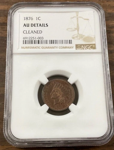 1876 Indian Head Cent - NGC AU Details - cleaned.