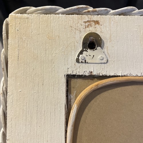 Pier 1 Vintage White Wicker Accent Mirror Shabby Chic Boho Bohemian Farmhouse - Picture 11 of 11