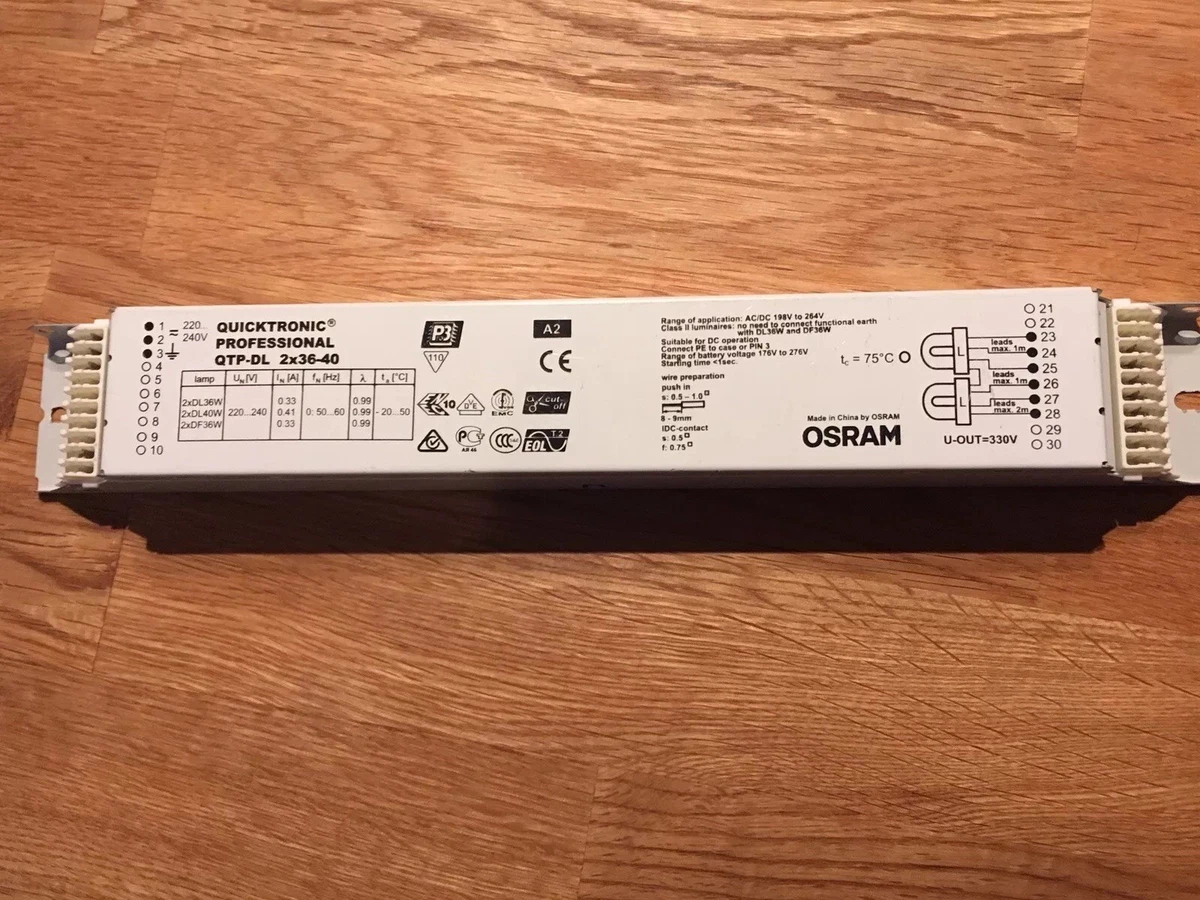 Osram Quicktronic QTP DL 2x36 40 Electronic Ballast for 2 x 36 40w DF DL Lamps