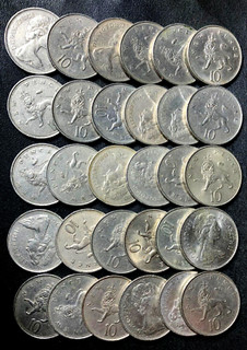Vintage Great Britain Coin Lot! OLDER LARGE TYPE 10 PENCE 30 COINS Lot #J19