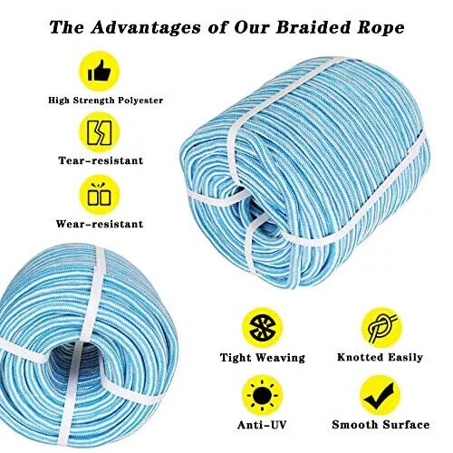 8000 Pfund 1/2 Zoll × 200 Fuß 24 Strang geflochten Polyester Seil Baumpfleger Baum Kletterseil - Bild 4 von 15