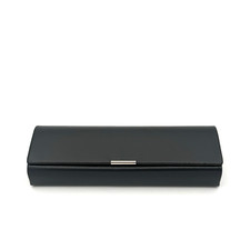 Leather Eyeglass Case Hard Shell Snap Closure Dark Gray Glasses Holder