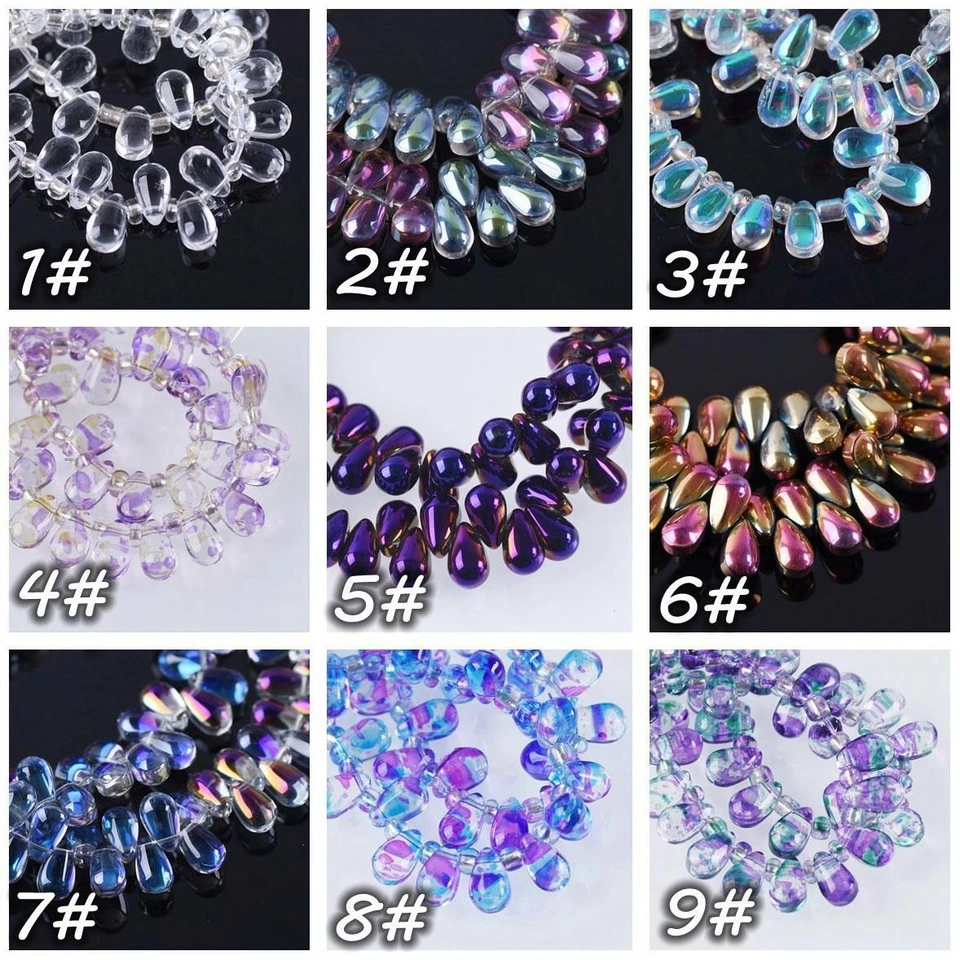 20pcs 6x12mm Top Drilled Crystal Glass Colorful Teardrop Pendant Loose Beads lot - Image 3 of 4