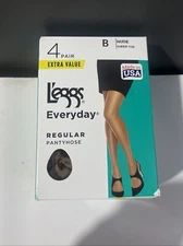 L'eggs ~ 4 Pair Women's Regular Pantyhose Hose Nude Sheer Toe Everyday ~ B