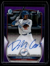 Dylan Campbell 2023 Bowman Draft Chrome Purple Refractor Auto Card /250 #CDA-DCA