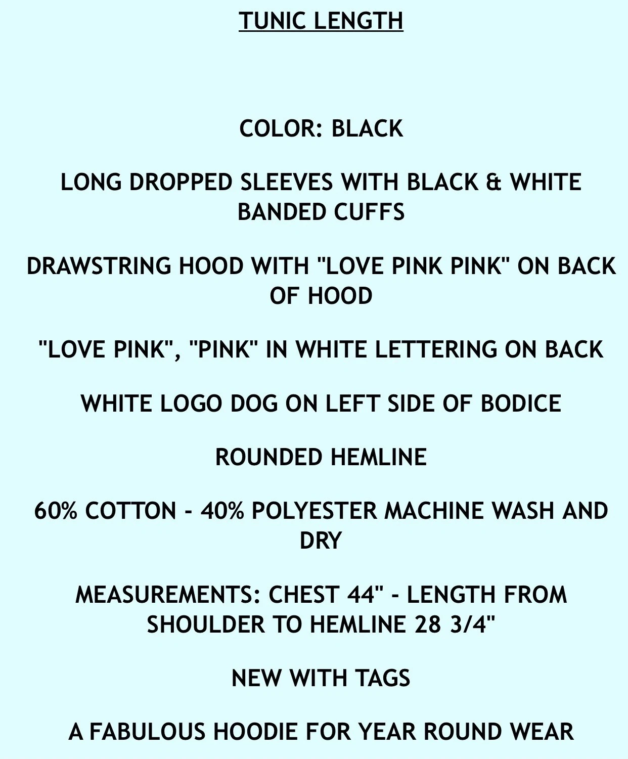 UNDERCOVER Nuova Felpa con Cappuccio Tunica Victoria's Secret ROSA French Terry Varsity Piccola Primavera 2015