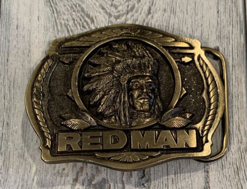 Vintage 1988 Pinkerton RED MAN Belt Buckle Great American Buckle Co Made In USA - Picture 1 of 4