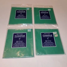 Lot Of 4 MCG Textiles Green Cross Stitch Fabric Aida 100% Combed Cotton NIP NOS