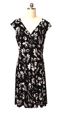 Lauren Ralph Lauren Floral Dress Fit & Flare Black White Career Women’s Sz 10
