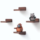 Small Floating Shelf, 4x4 Inch Display Ledges for 4 Inch - 4 Pcs Light Walnut