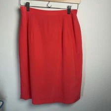Vintage Unbranded Women’s 12 ~ Pink 100% Silk Pencil Skirt Lined VTG ~90’s