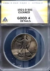 1921-D 50c Silver Walking Liberty Half-dollar G 4 ANACS # 7810205 + Bonus
