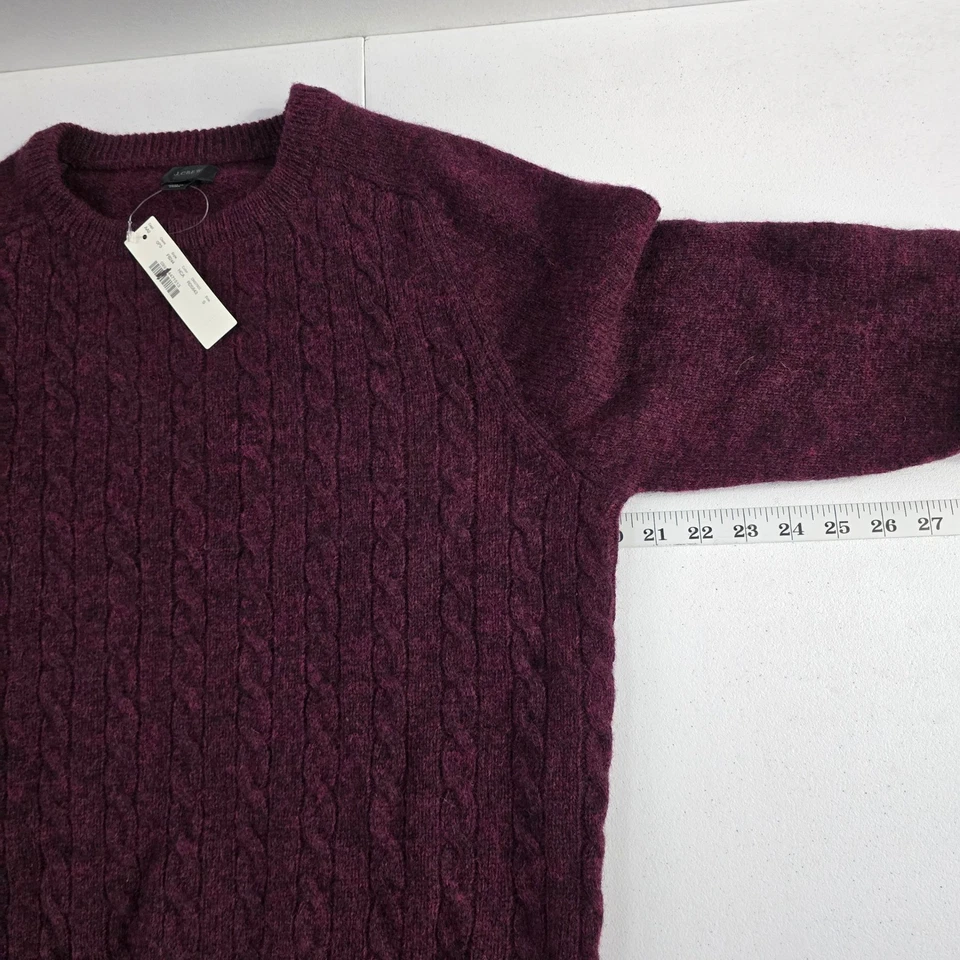 Nuevo con etiquetas Suéter J Crew Tejido Cable Pequeño Mezcla de Lana Borgoña Granate Pullover Foto 4 de 4