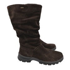 Ara Yamin Gore-Tex Brown Suede Tall Slouchy Winter Boots Faux Fur Womens 10