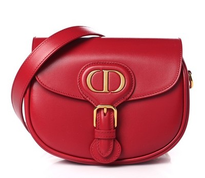 Dior - Medium Bobby Bag - Flame Red Leather Gold CD Logo - Crossbody/Schulter