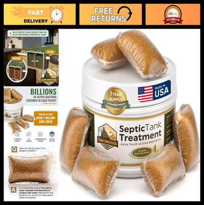 Septic Tank Treatment - 1 Year Supply of Easy Flush Live Bacteria Packets (12 Co
