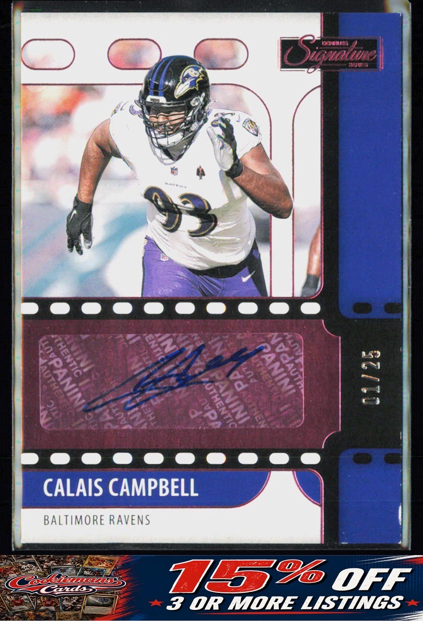 Calais Campbell 2021 Chronicles #SS-CCA Signature Auto Pink Bookend 1/25 Ravens