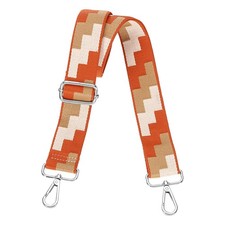 Purse Straps Replacement Crossbody with Silver Buckle, White-Orange-Brown