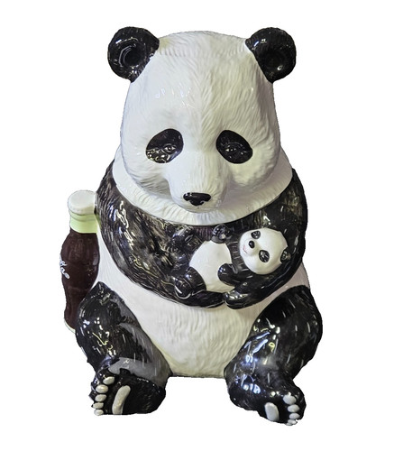 Vintage Coca Cola Coke Panda Family Cookie Jar 2000 Limited Edition Ceramic EUC