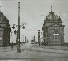GERMANY Mainz entrance to the Kastel Tram c1925 photo stereo plate vintage 