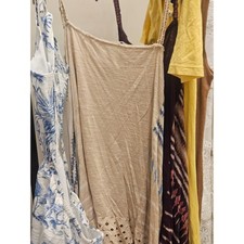 Free People Intimately Tan Blue Tie Dye Eyelet Hem Slip Dress Mini Small