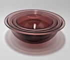 Set of 3 Vintage Pyrex Purple Amethyst Glass Nesting Mixing Bowl