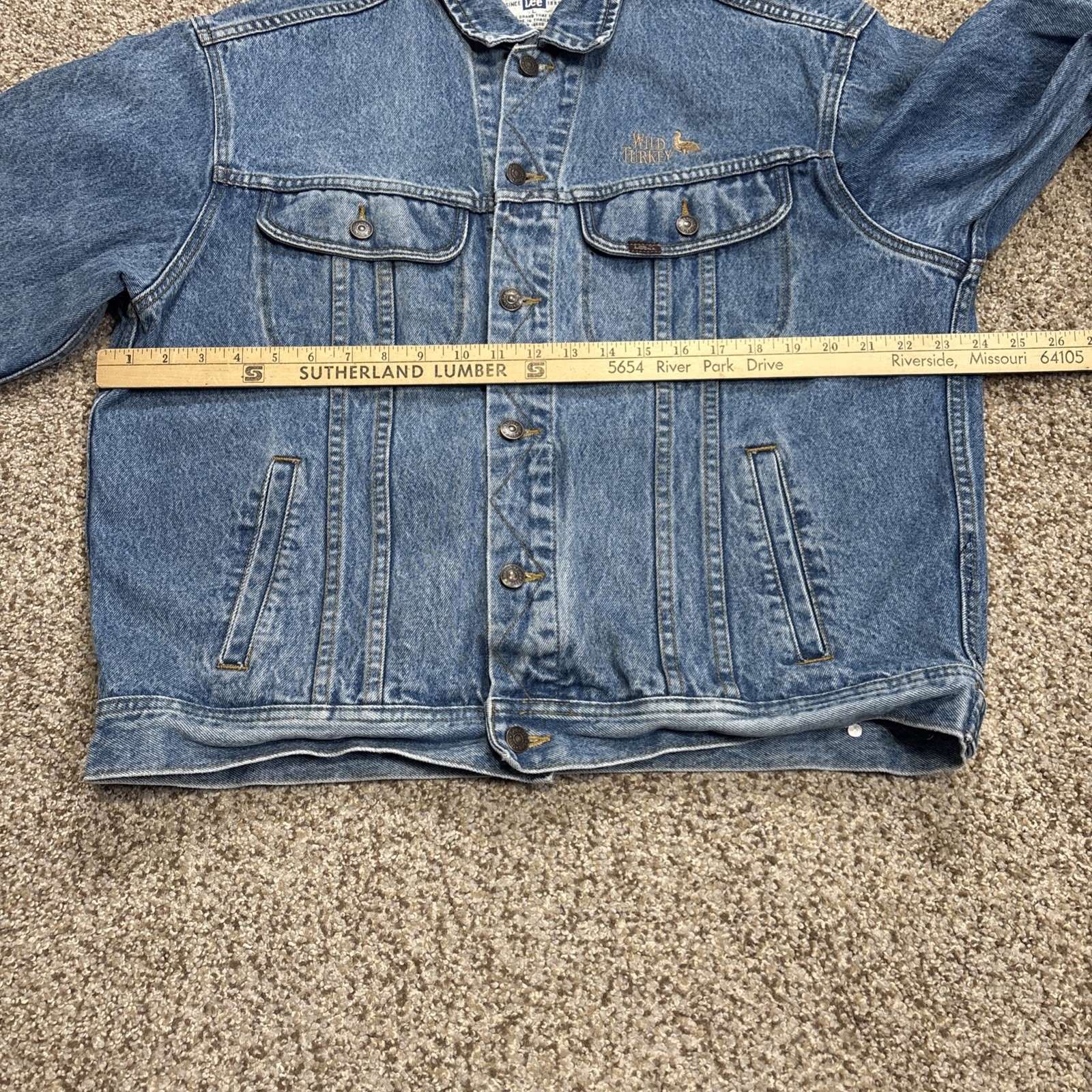 LEE Denim Collection 100% Cotton Men’s L Jean Jacket Wild Turkey Logo Vtg - View 10
