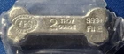 A 2 oz YPS "Dog Bone" 999+ fine silver bullion bar "Yeager's Poured Silver"