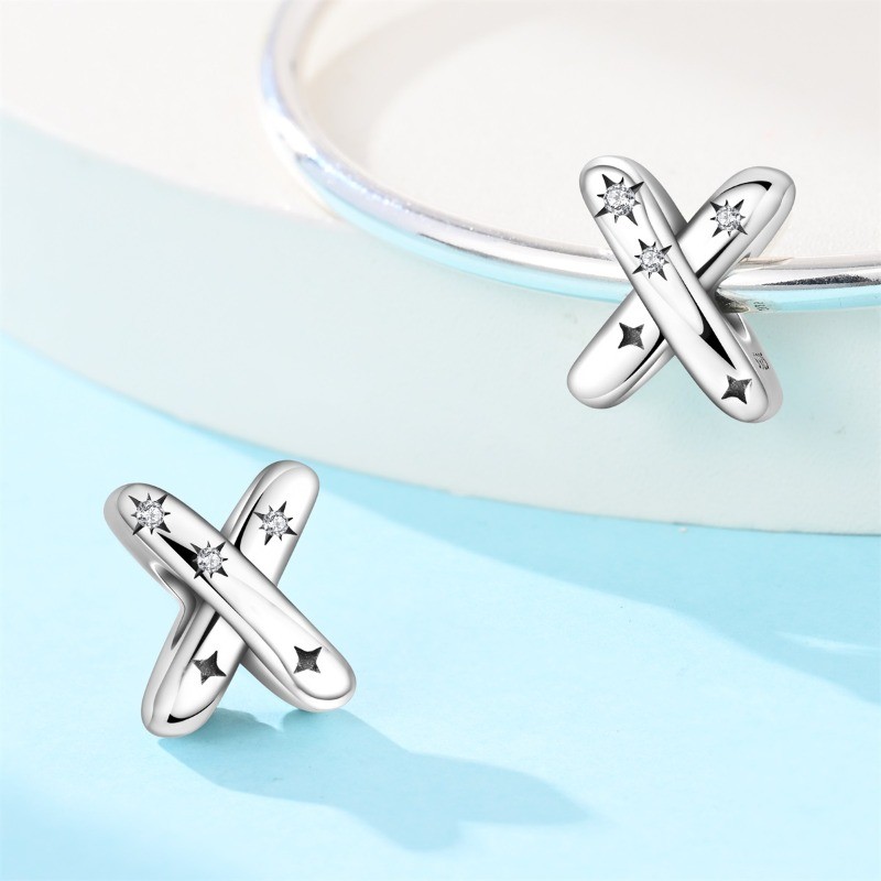 KUNSIR 925 Sterling Silver Letter X Charm For Bracelet Or Necklace Pendant Charm