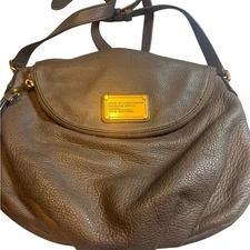Marc Jacobs Grey  Leather Shoulder Bag with Gold Accents