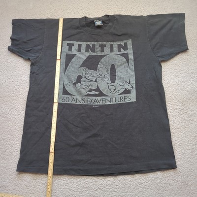 Tin Tin Vintage T-Shirt Herren XL schwarz USA Screen Stars beste Einzelnaht 90 y2k