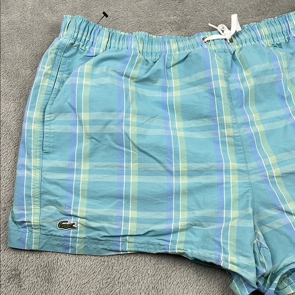 Lacoste 8 女式内衬蓝色格子游泳短裤 — 第 3/4 张图片