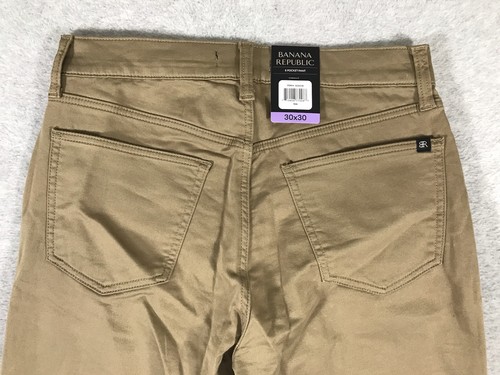 Banana Republic Pants Men’s 30x30 5 Pocket Stretch Slim Straight Tan Preppy NWT - Picture 4 of 13